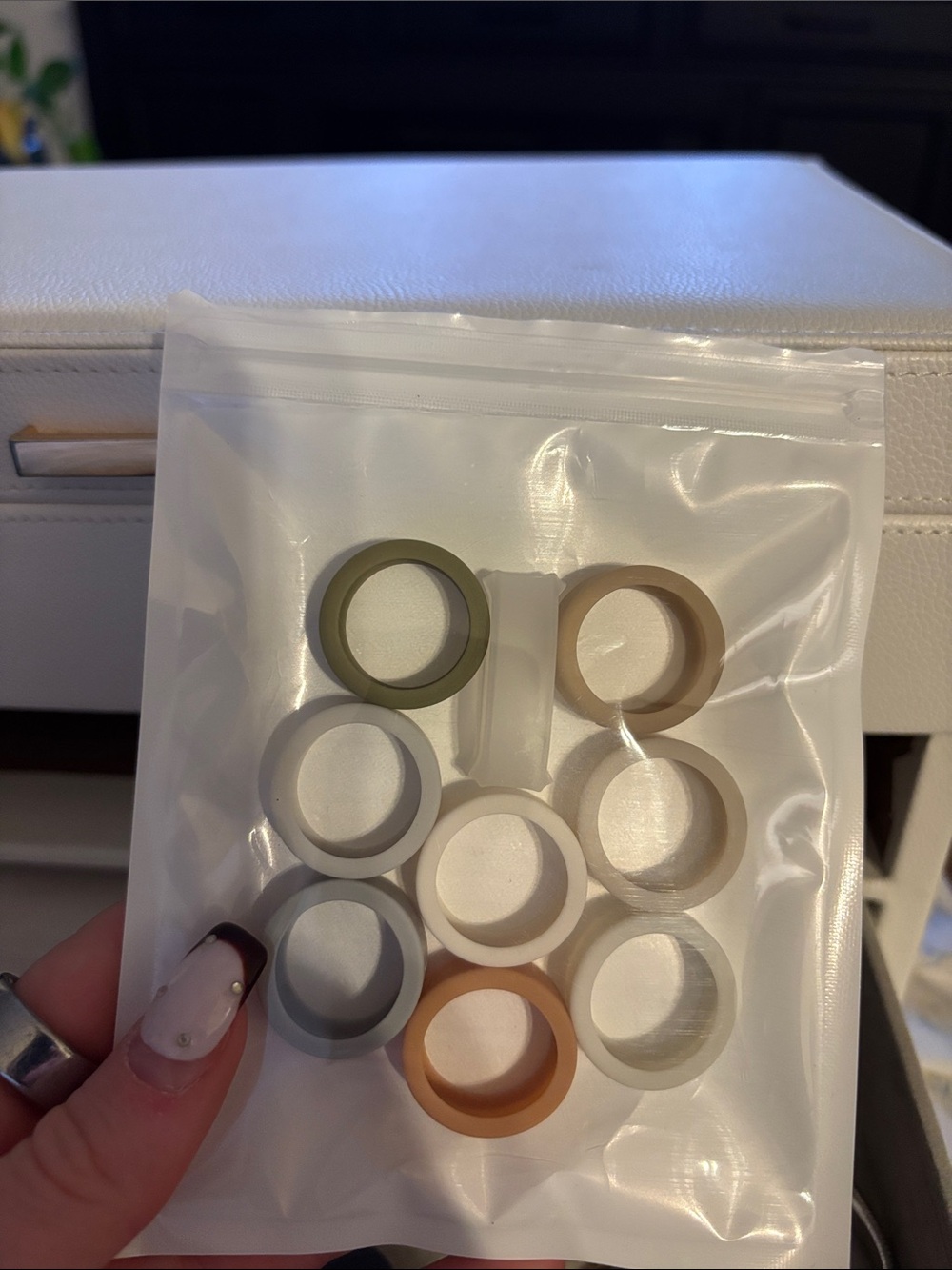 Neutral Matte Silicone Ring Set - Soft Beige, Olive, Gray etc, oura ring size 7